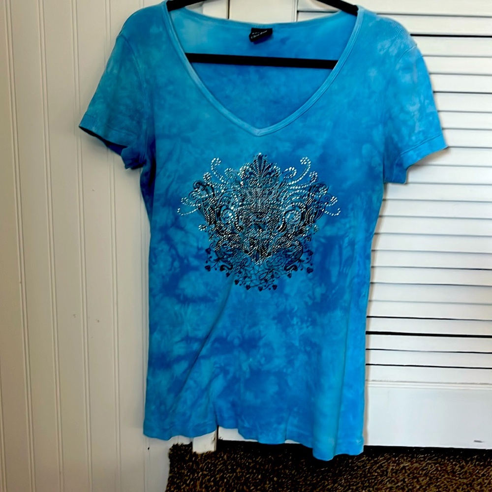 Sledge t shirt tie-dyed, medium blue extra large